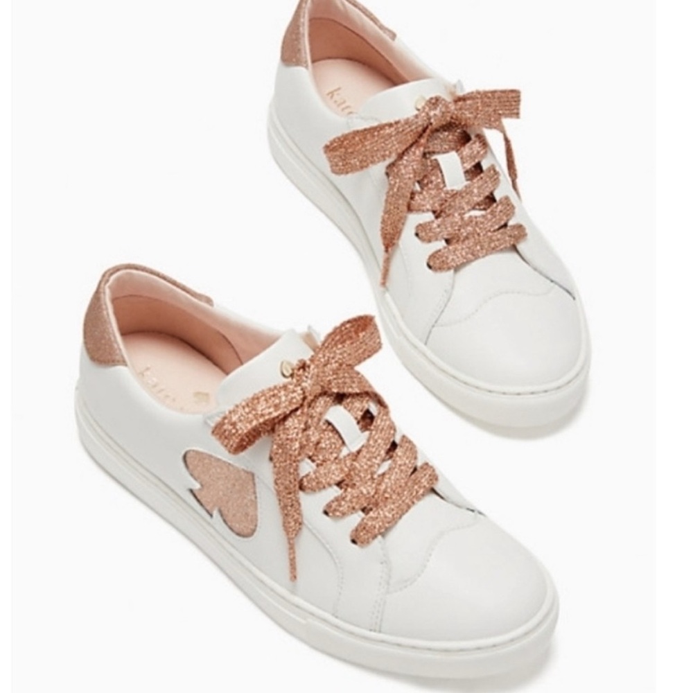 Kate Spade White and Rose Gold Sneakers